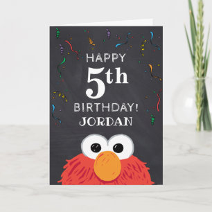 Sesame Street Elmo 5th Birthday Chalkboard Card