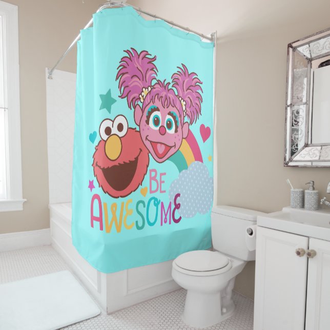 Sesame Street | Elmo & Abby - Be Awesome Shower Curtain (In Situ)
