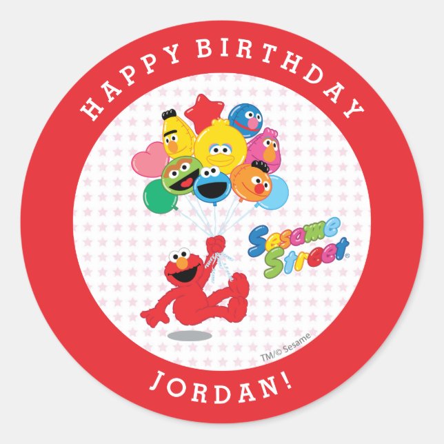 Sesame Street | Elmo and Pals - Birthday Balloons Classic Round Sticker (Front)
