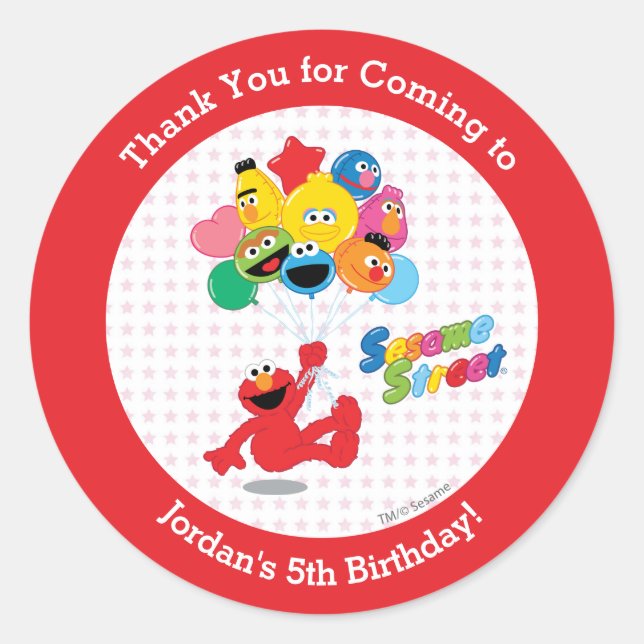 Sesame Street | Elmo and Pals - Birthday Balloons Classic Round Sticker (Front)
