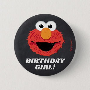 Sesame Street   Elmo Birthday Chalkboard Girl 6 Cm Round Badge