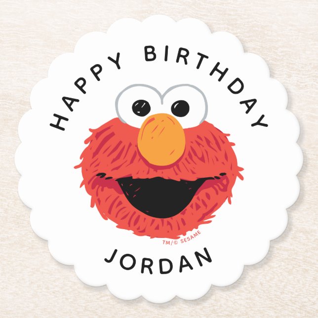 Sesame Street | Elmo Birthday Chalkboard Paper Coaster (Front)