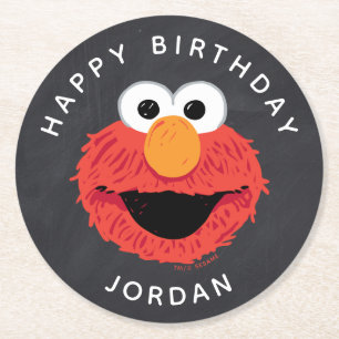 Sesame Street   Elmo Birthday Chalkboard Round Paper Coaster