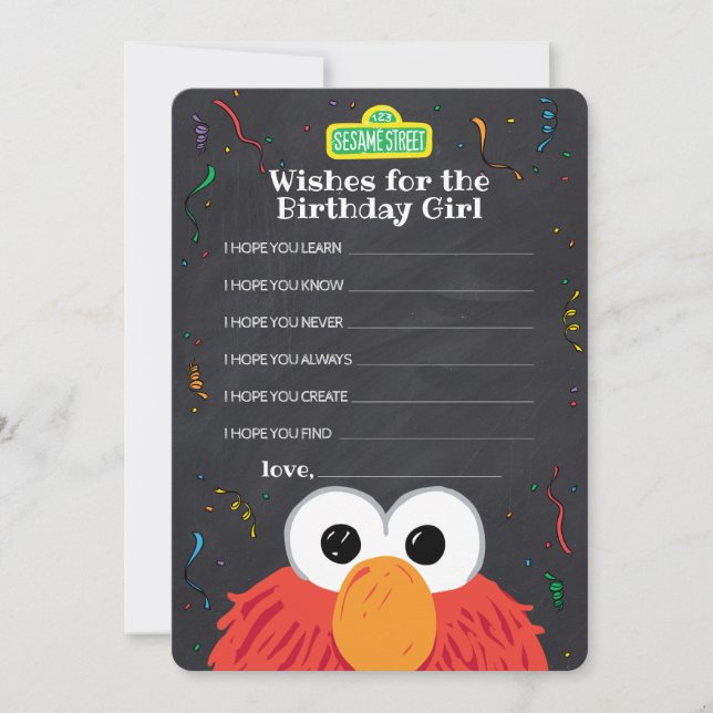 Sesame Street | Elmo Birthday Chalkboard Wishes Card (Front)