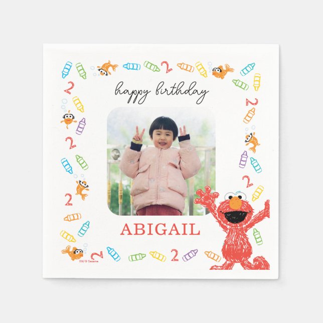 Sesame Street Elmo | Birthday Crayon Napkin (Front)