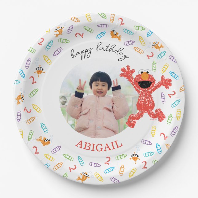 Sesame Street Elmo | Birthday Crayon Paper Plate (Front)