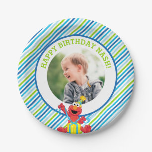 Sesame Street Elmo - Boys Birthday Striped Paper Plate