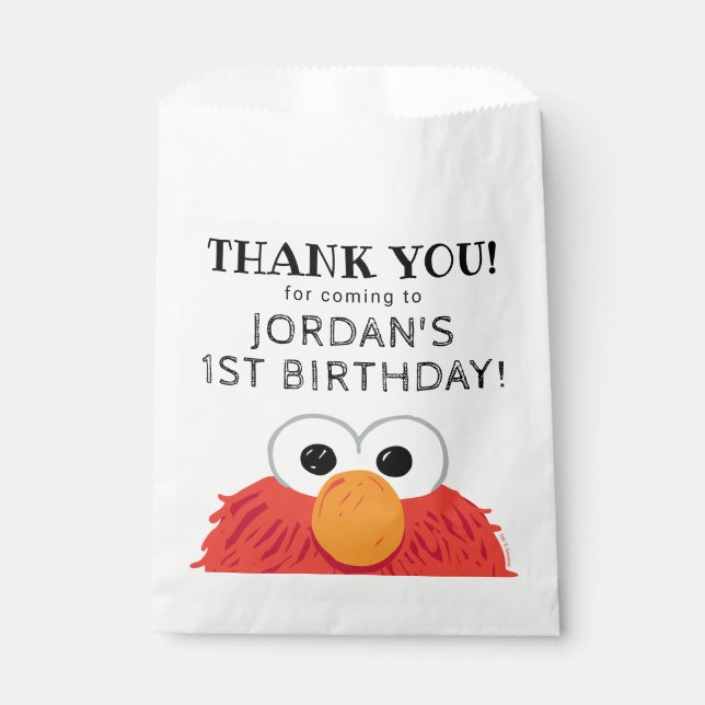 Sesame Street Elmo Chalkboard Birthday Thank You Favour Bags (Front)