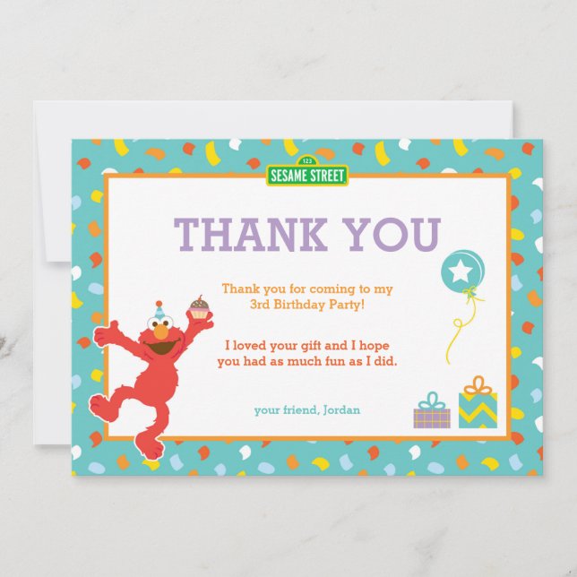 Sesame Street | Elmo - Confetti Birthday Thank You Card (Front)