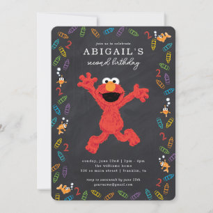 Sesame Street Elmo Crayon Birthday Invitation
