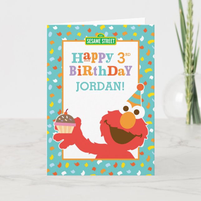 Sesame Street | Elmo - Cupcake & Confetti Birthday Card (Front)