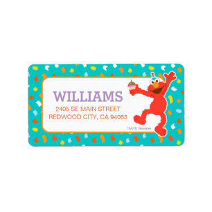 Sesame Street Elmo - Cupcake & Confetti Birthday Label