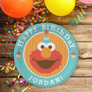 Sesame Street Elmo - Cupcake & Confetti Birthday Paper Plate
