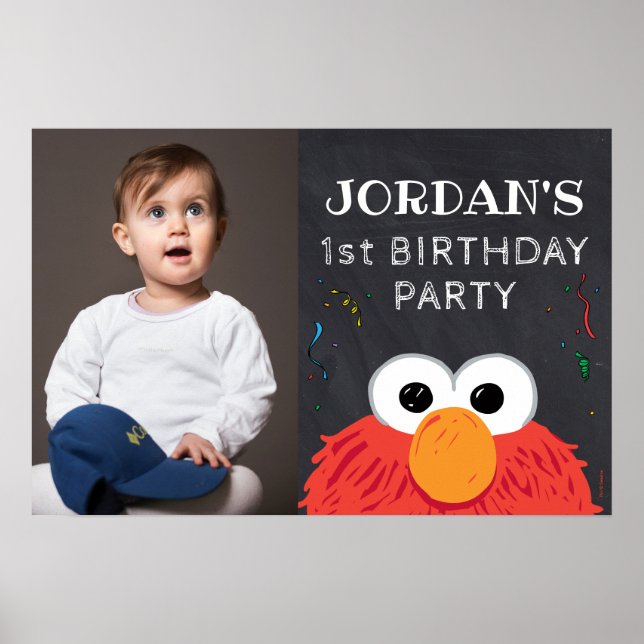 Sesame Street | Elmo First Birthday Chalkboard Poster (Front)