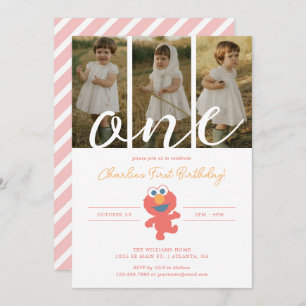 Sesame Street Elmo First Birthday - Photo Invitation