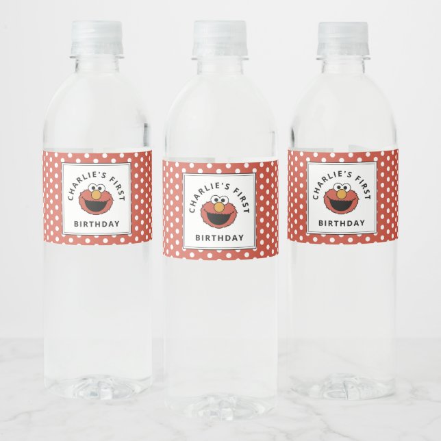 Sesame Street | Elmo - First Birthday Water Bottle Label (Bottles)