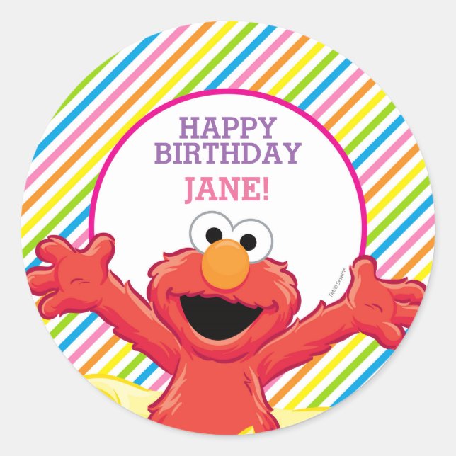 Sesame Street | Elmo Girl's Birthday Classic Round Sticker (Front)
