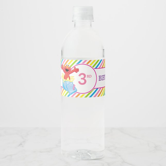 Sesame Street | Elmo Girl's Birthday Water Bottle Label (Front)