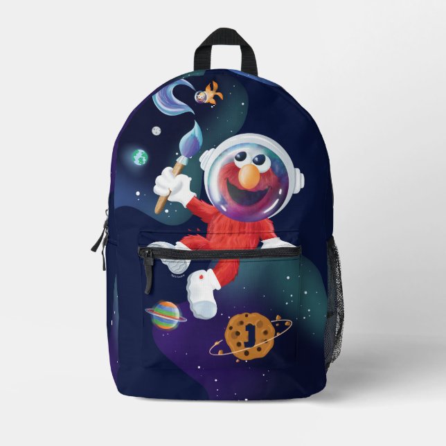 Sesame Street | Elmo In Outer Space Monogram Printed Backpack (Front)