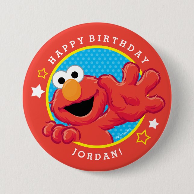 Sesame Street | Elmo - Polka Dot & Stars Birthday 7.5 Cm Round Badge (Front)