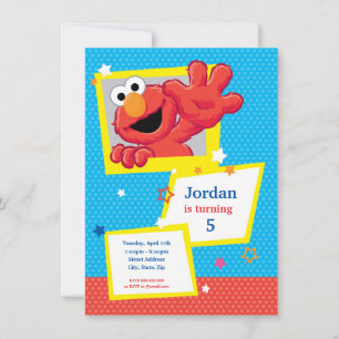 Sesame Street Elmo - Polka Dot & Stars Birthday Invitation