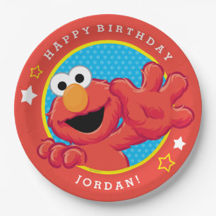 Sesame Street Elmo - Polka Dot & Stars Birthday Paper Plate