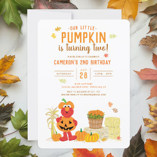 Sesame Street - Elmo Pumpkin 2nd Birthday Invitation