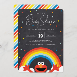Sesame Street   Elmo Rainbow Baby Shower Invitation