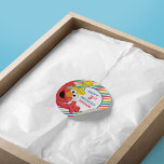 Sesame Street | Elmo - Rainbow Birthday Classic Round Sticker<br><div class="desc">Peekaboo! Don't be scared, it's just Elmo. This cute little monster has popped in from Sesame Street for a special birthday surprise. A classic cartoon character, seen here with an impressive rainbow pattern background. This gender neutral design is a perfect birthday accessory for kids of all ages. © 2021 Sesame...</div>