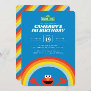 Sesame Street Elmo Rainbow Birthday Invitation