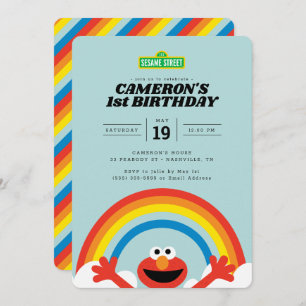 Sesame Street Elmo Rainbow Birthday Invitation