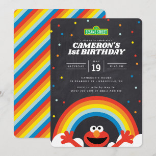 Sesame Street   Elmo Rainbow Birthday  Invitation