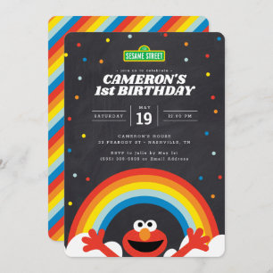 Sesame Street Elmo Rainbow Birthday Invitation