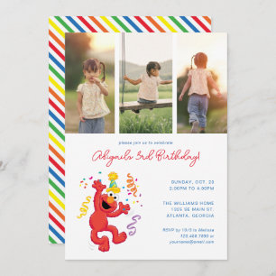 Sesame Street Elmo - Rainbow Birthday Photo Invitation