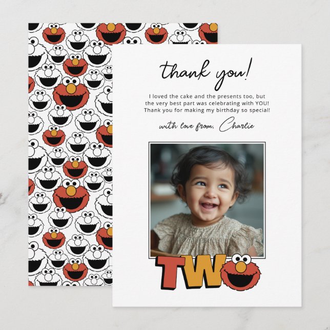 Sesame Street | Elmo - Second Birthday Thank You C Card (Front/Back)