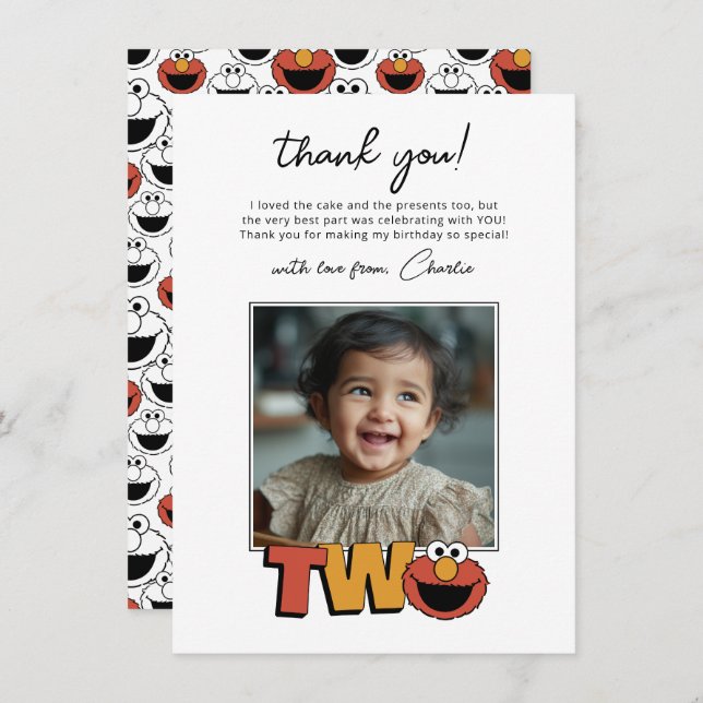 Sesame Street | Elmo - Second Birthday Thank You Card (Front/Back)
