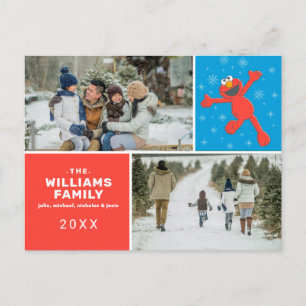 Sesame Street Elmo Snowflake Family Photo Holiday Postcard