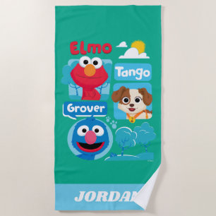 Sesame Street Elmo, Tango, & Grover Park Graphic Beach Towel