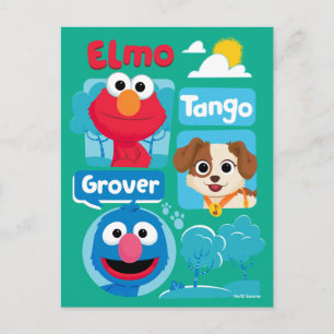 Sesame Street   Elmo, Tango, & Grover Park Graphic Postcard