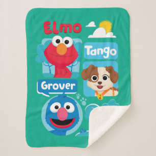 Sesame Street   Elmo, Tango, & Grover Park Graphic Sherpa Blanket