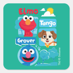 Sesame Street Elmo, Tango, & Grover Park Graphic Square Sticker