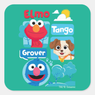 Sesame Street   Elmo, Tango, & Grover Park Graphic Square Sticker