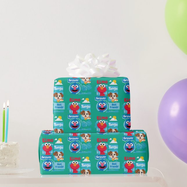 Sesame Street | Elmo, Tango, & Grover Park Graphic Wrapping Paper (Party Gifts)
