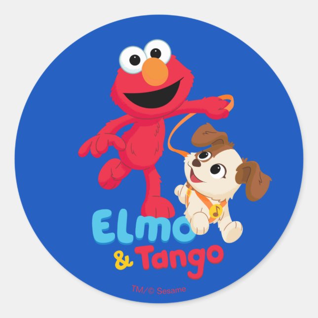 Sesame Street | Elmo & Tango Running Classic Round Sticker (Front)