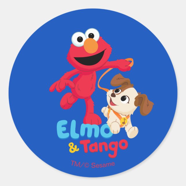 Sesame Street | Elmo & Tango Running Classic Round Sticker (Front)