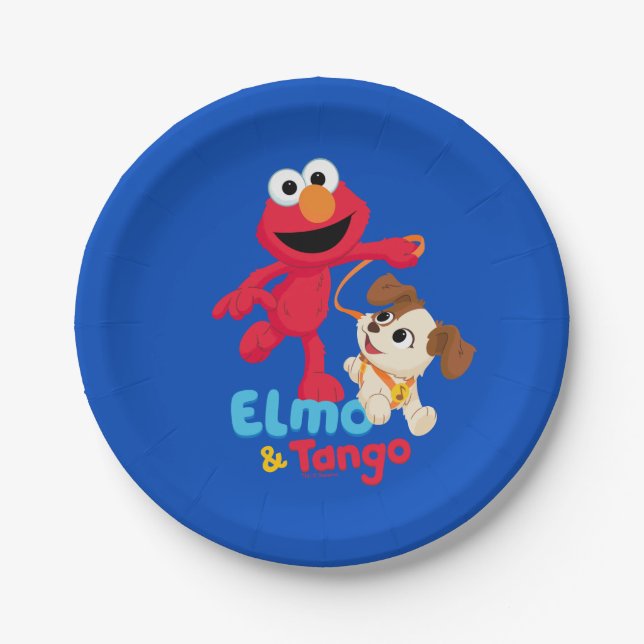 Sesame Street | Elmo & Tango Running Paper Plate (Front)