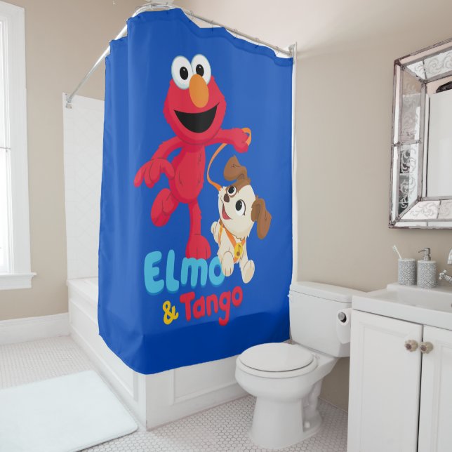 Sesame Street | Elmo & Tango Running Shower Curtain (In Situ)