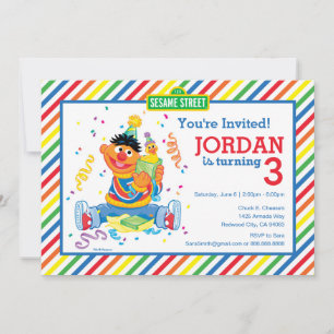 Sesame Street Ernie Striped Birthday Invitation