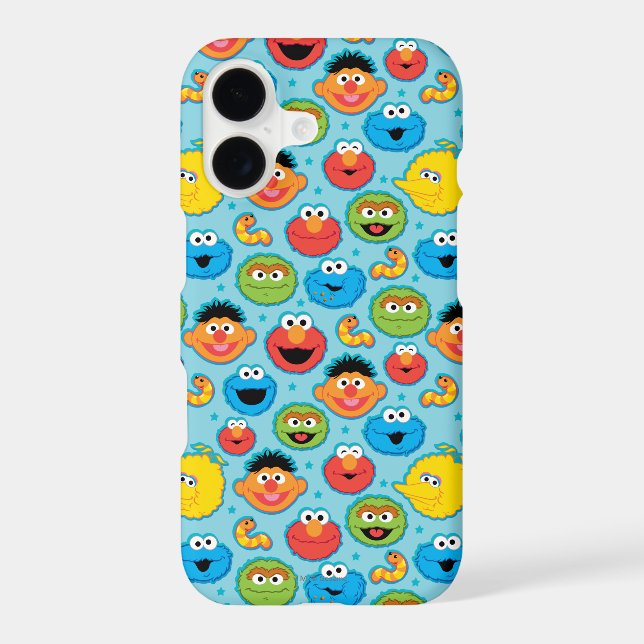 Sesame Street Faces Pattern on Blue (Back)