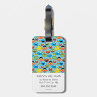 Sesame Street Faces Pattern on Blue
